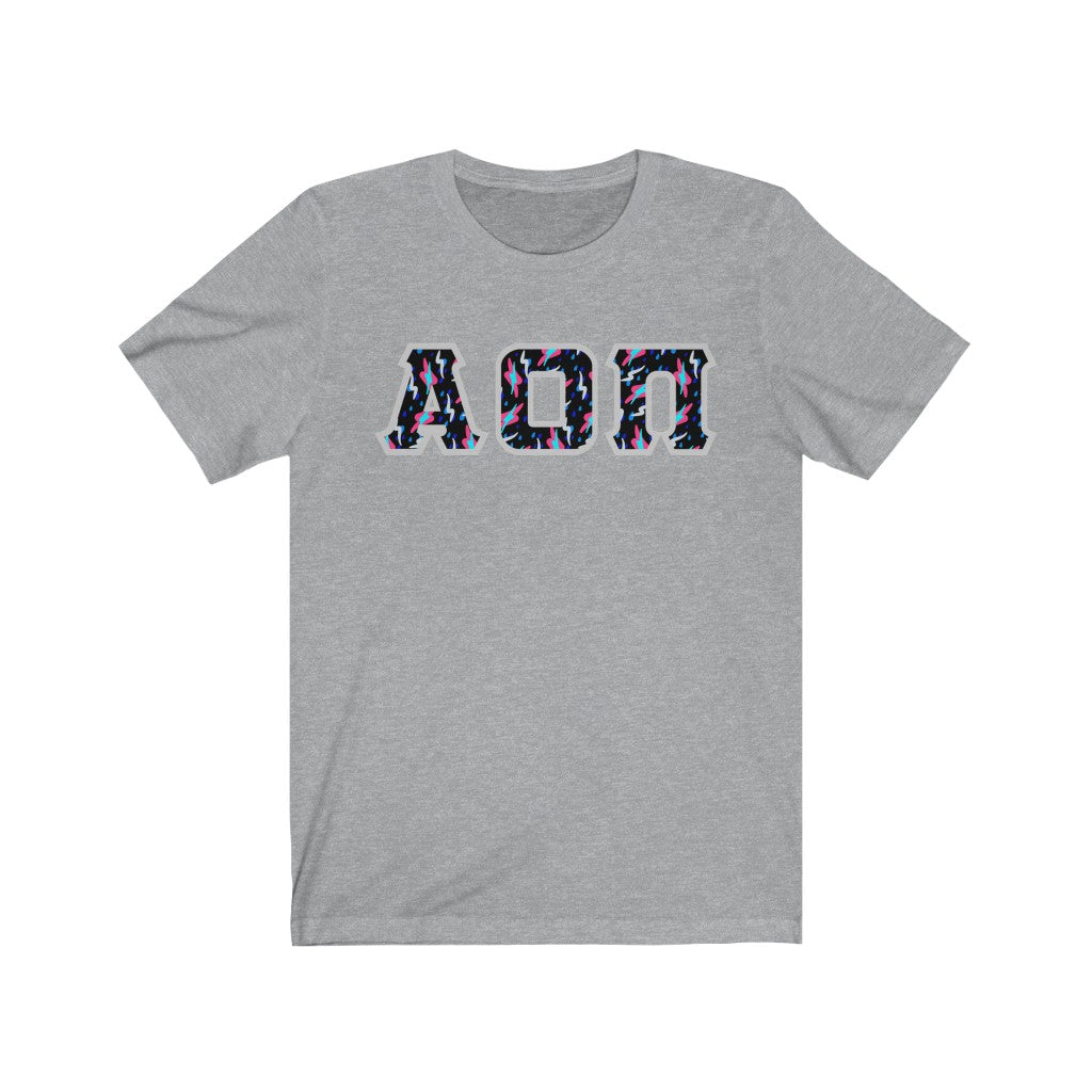 Alpha Omicron Pi Printed Letters | Bayside Black T-Shirt