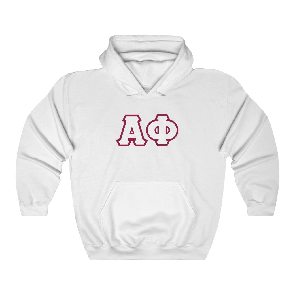 Alpha Phi Printed Letters | White & Maroon Border Hoodie