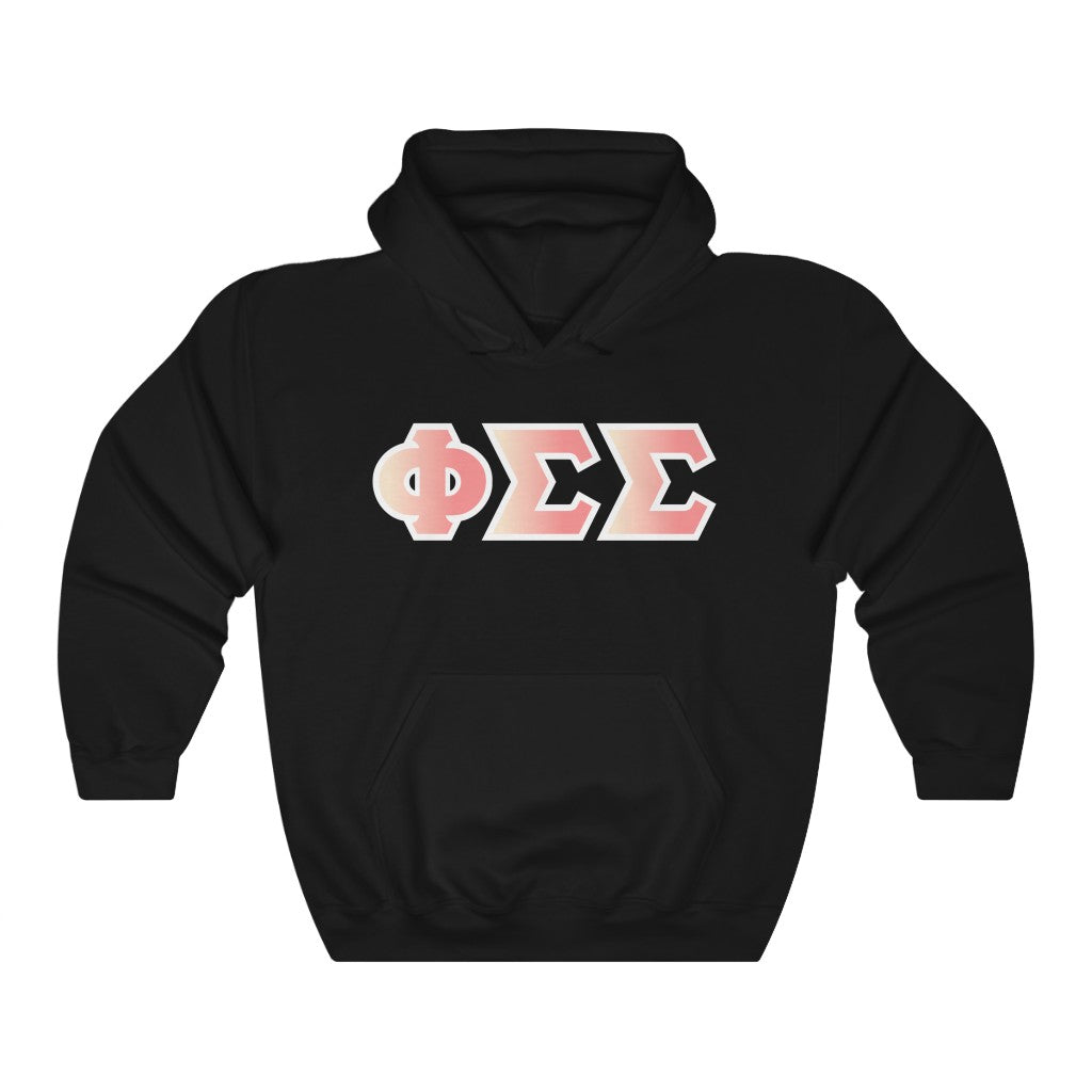 Phi Sigma Sigma Printed Letters | Peach Sunrise Hoodie