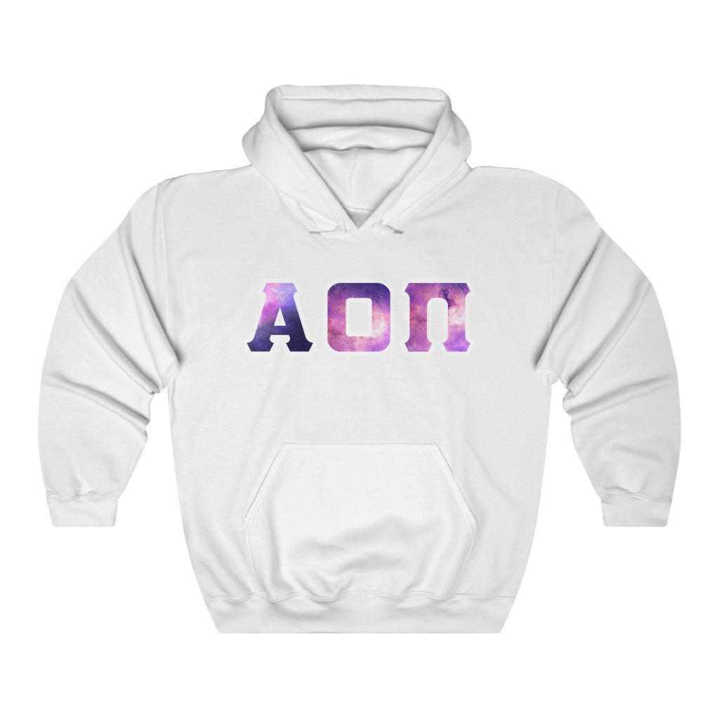 Alpha Omicron Pi Printed Letters | Galaxy Hoodie