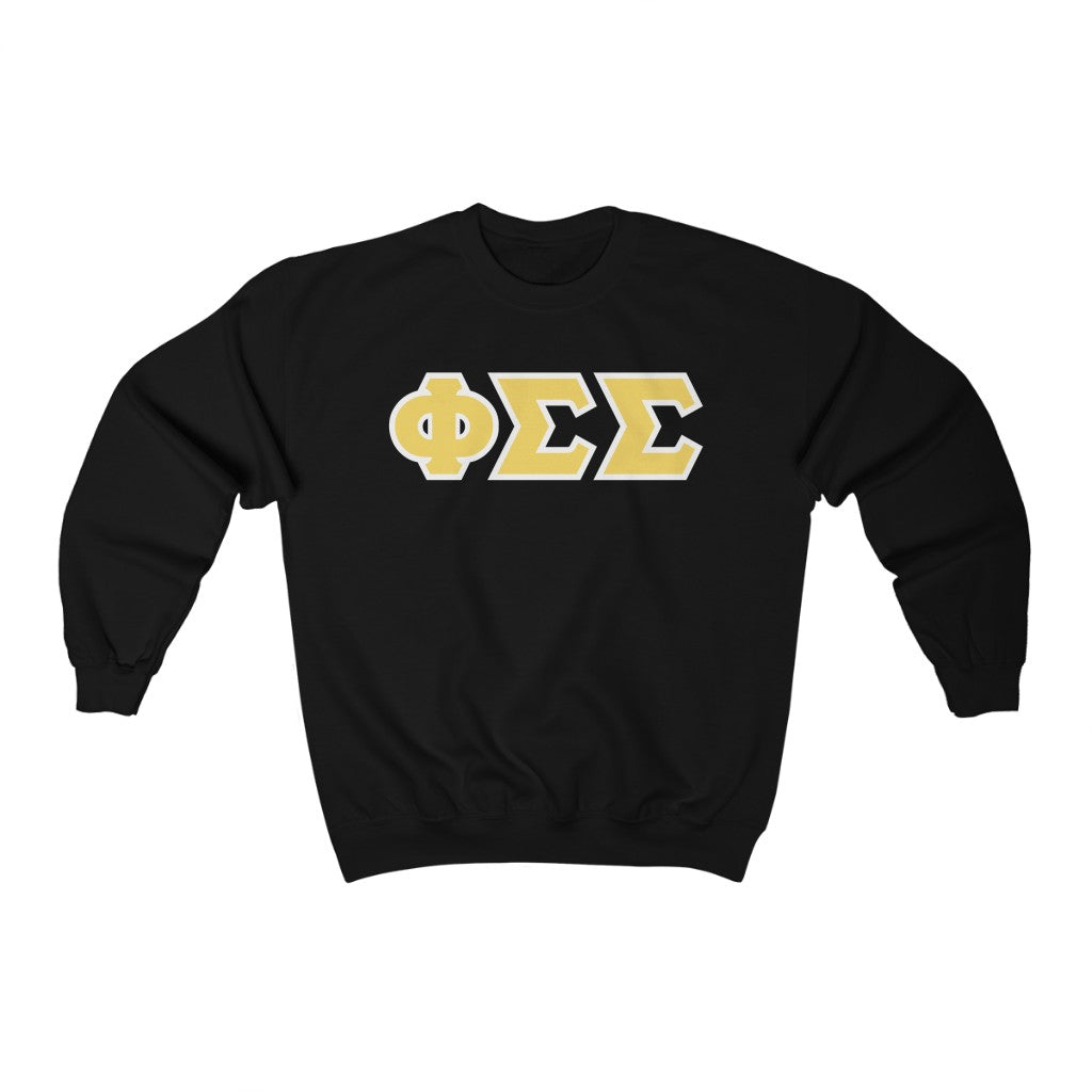 Phi Sigma Sigma Printed Letters | Yellow with White Border Crewneck