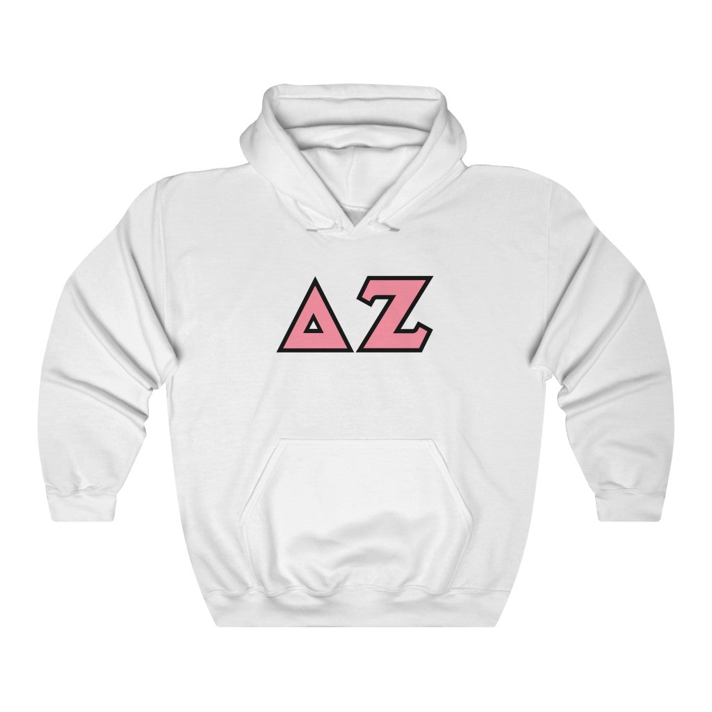 Delta Zeta Printed Letters | Pink & Black Border Hoodie