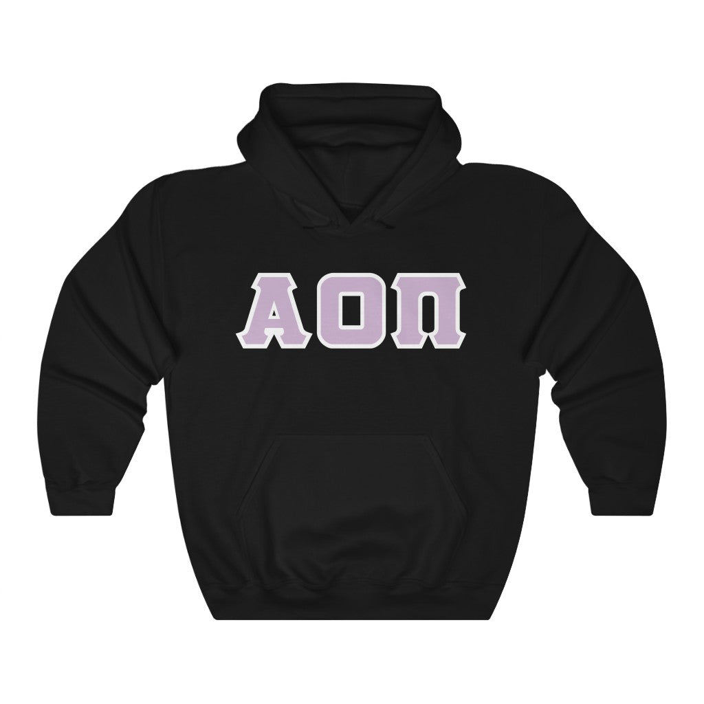 Alpha Omicron Pi Printed Letters | Lavender with White Border Hoodie