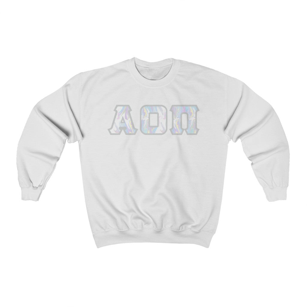 Alpha Omicron Pi Printed Letters | Pastel Tie-Dye Crewneck
