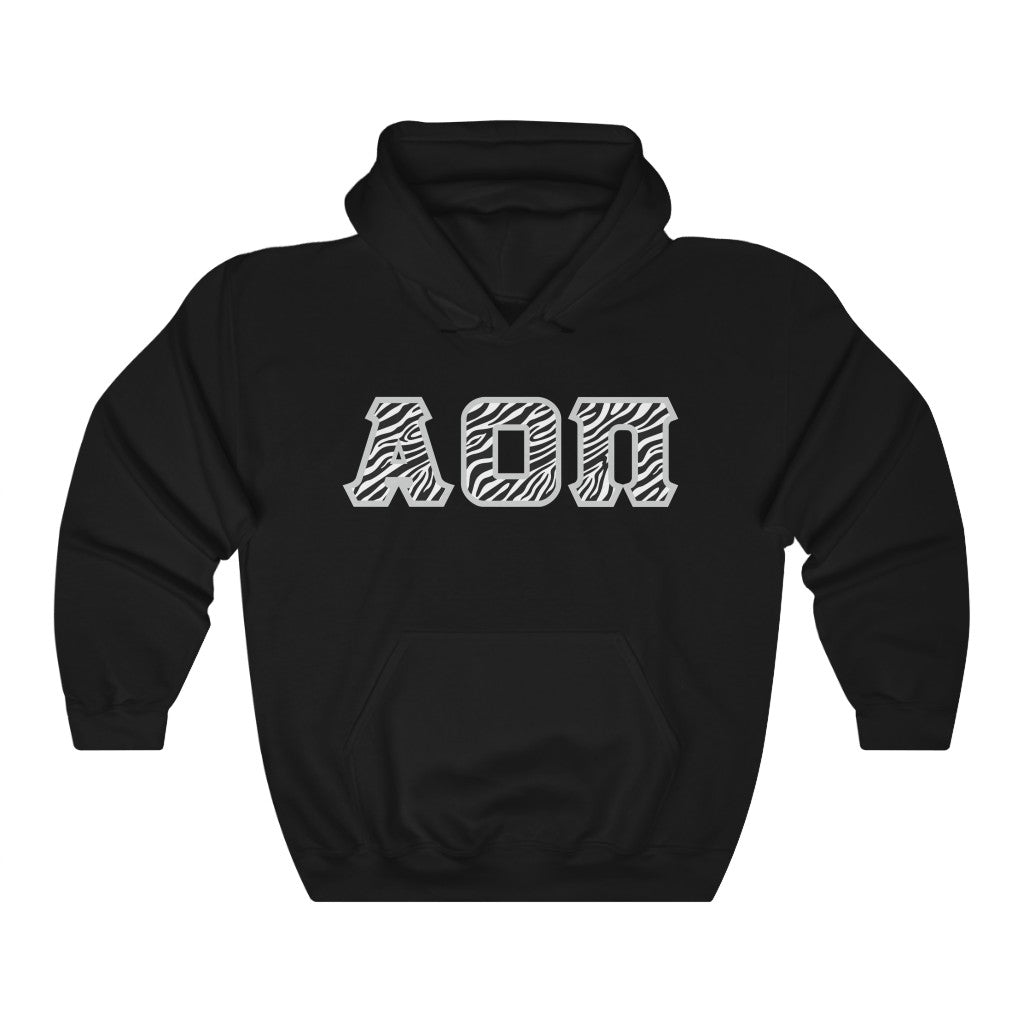 Alpha Omicron Pi Printed Letters | Zebra Print Hoodie