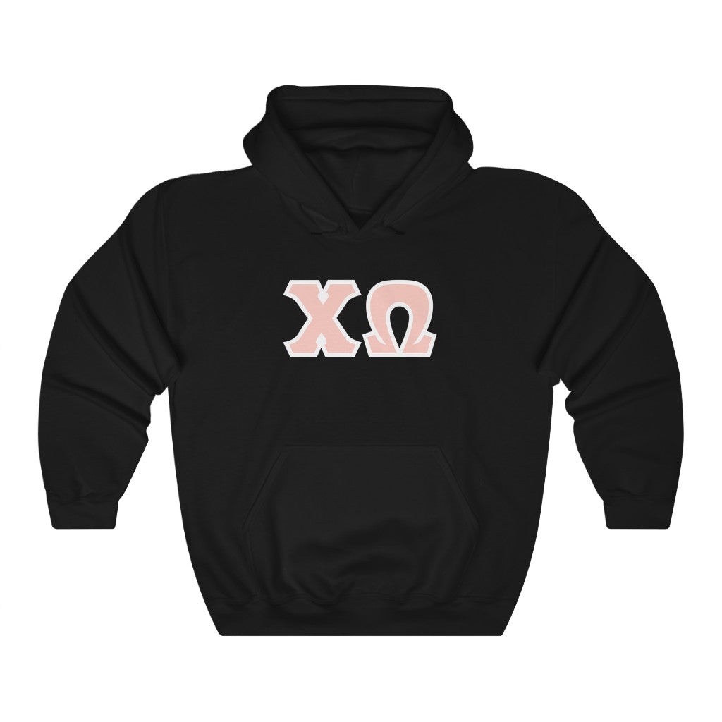 Chi Omega Print Letters | Peach with White Border Hoodie