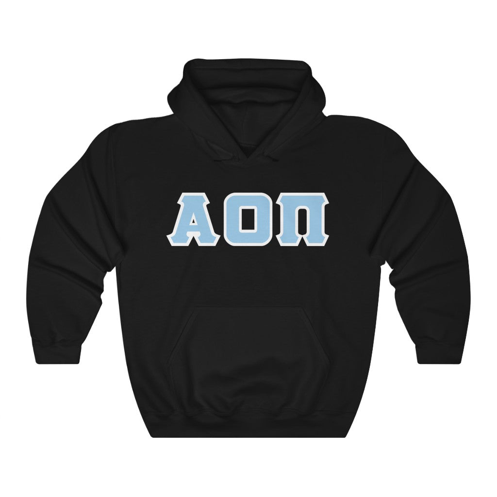 Alpha Omicron Pi Printed Letters | Light Blue & White Border Hoodie