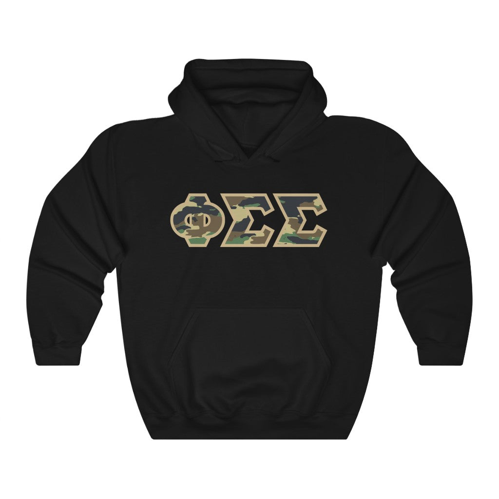 Phi Sigma Sigma Printed Letters | Camouflage Hoodie