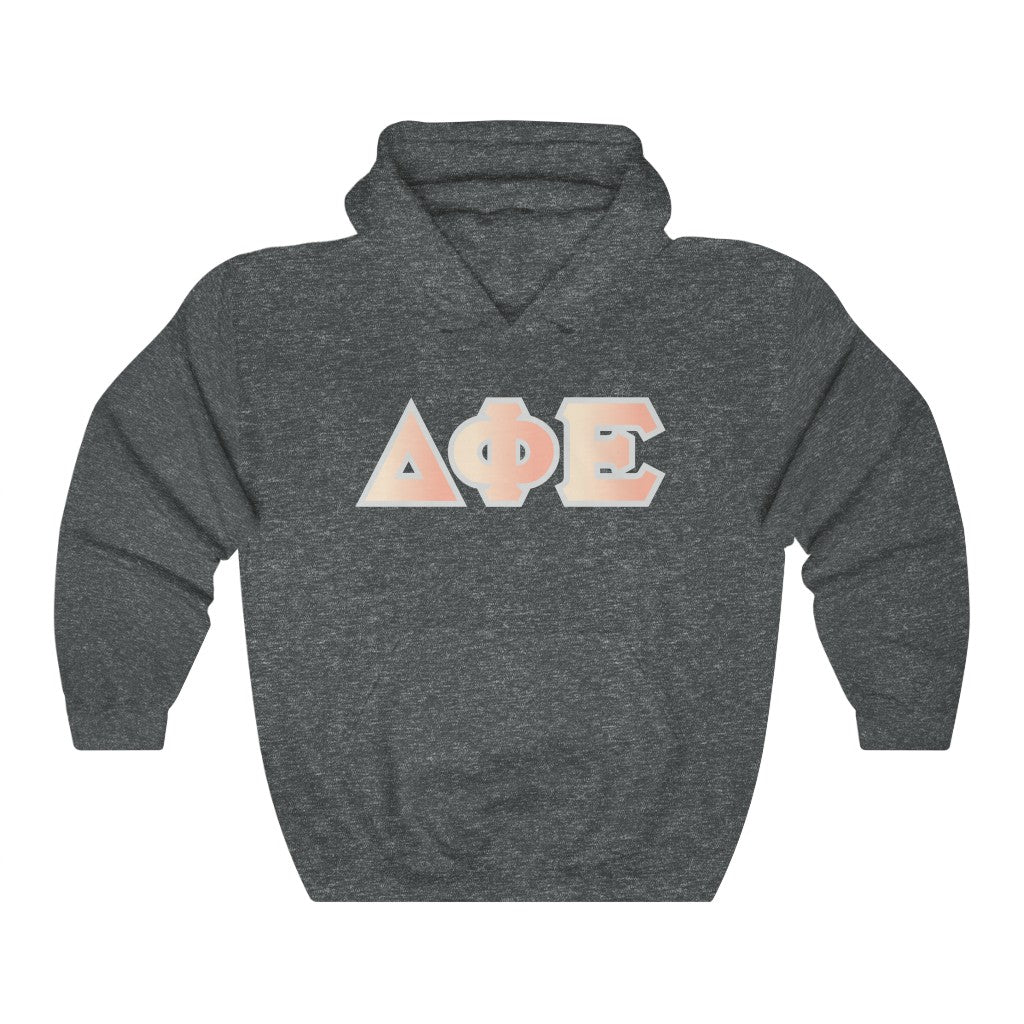 Delta Phi Epsilon Printed Letters | Peach Sunrise Hoodie