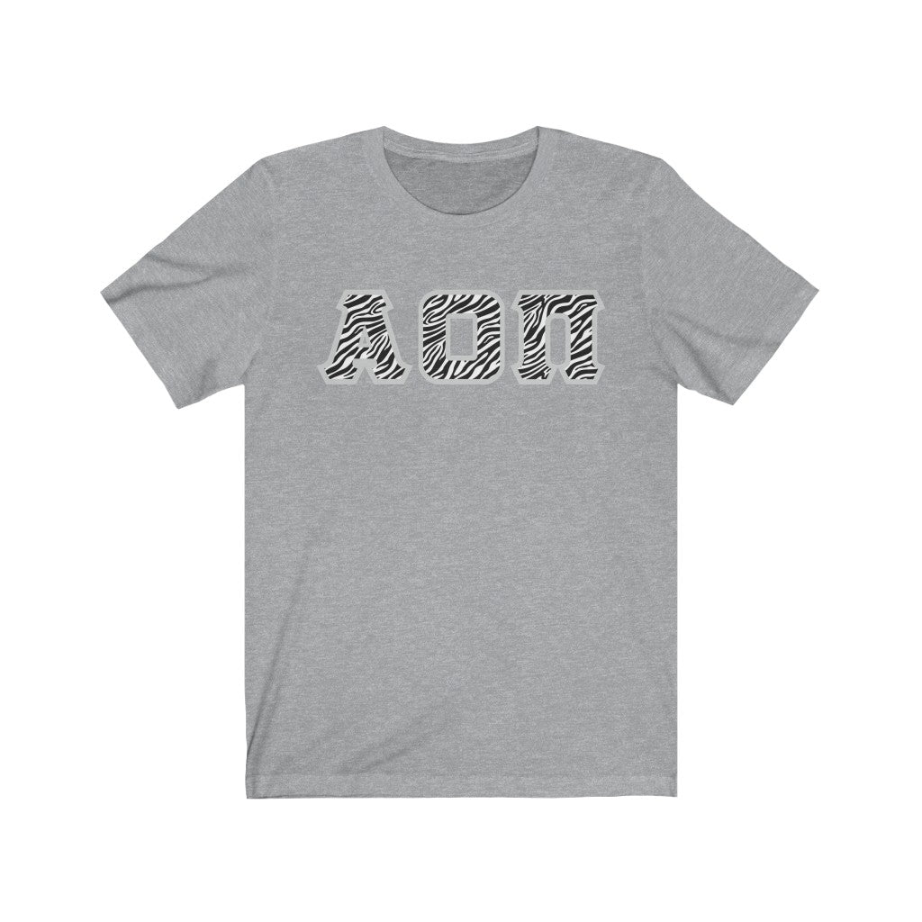 Alpha Omicron Pi Printed Letters | Zebra Print T-Shirt
