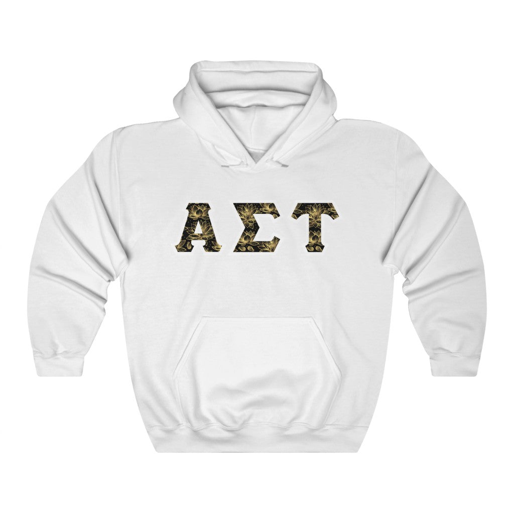 Alpha Sigma Tau Printed Letters | Golden Lotus Hoodie