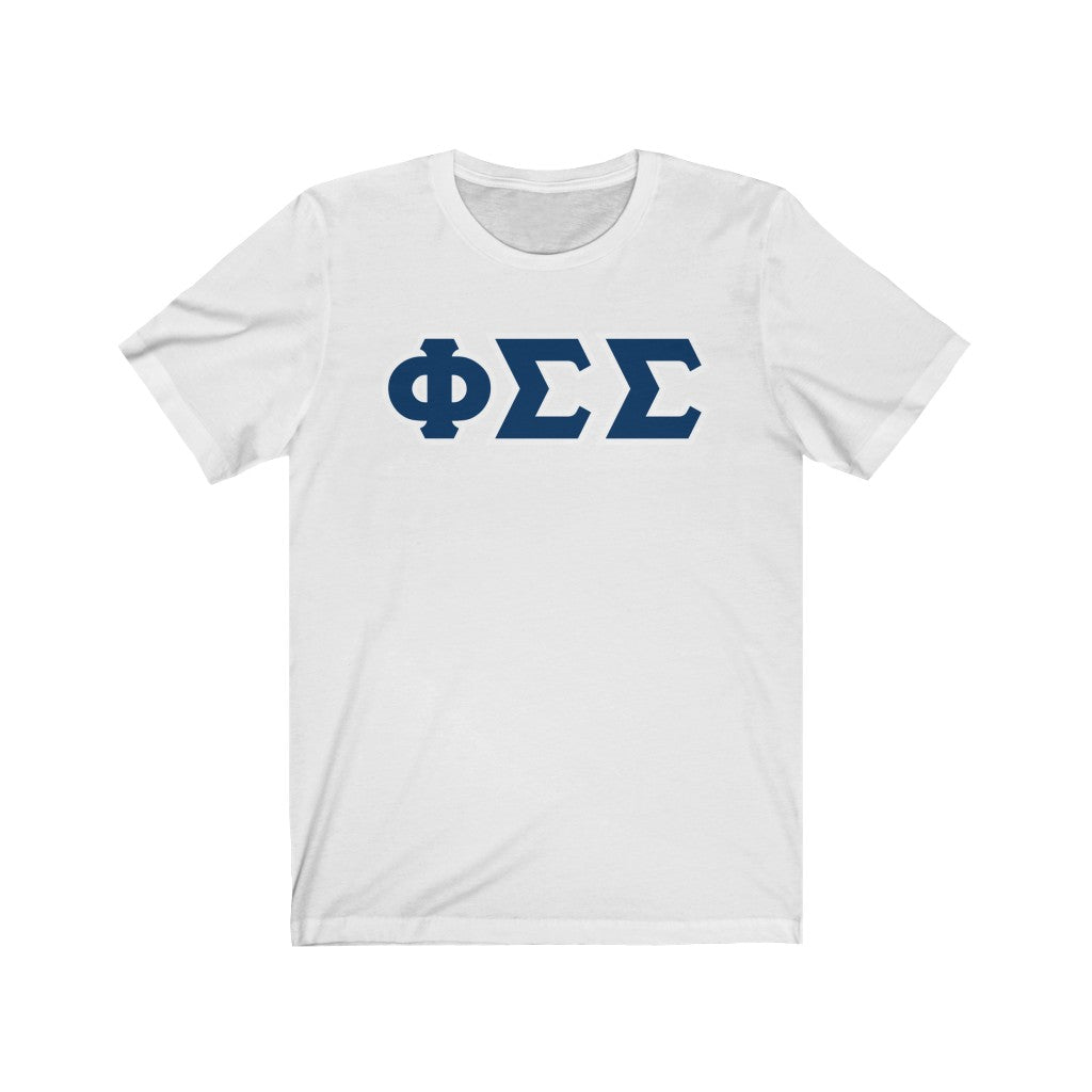 Phi Sigma Sigma Printed Letters | Dark Blue & White Border T-Shirt