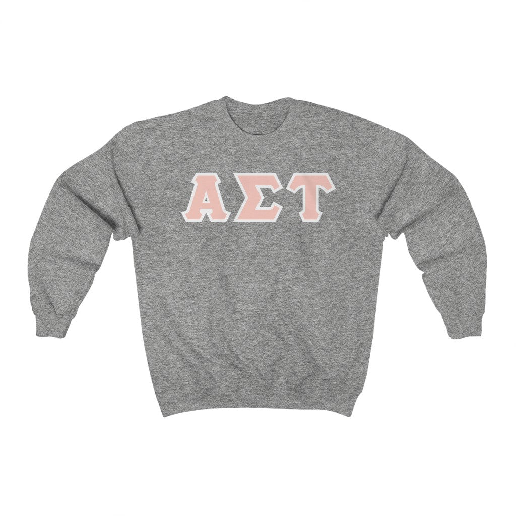 AST Printed Letters | Peach with White Border Crewnecks