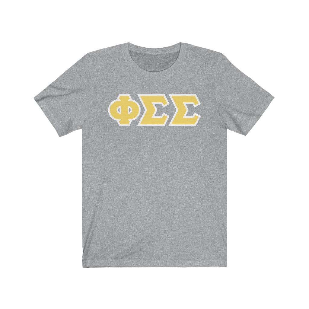 Phi Sigma Sigma Printed Letters | Yellow with White Border T-Shirt