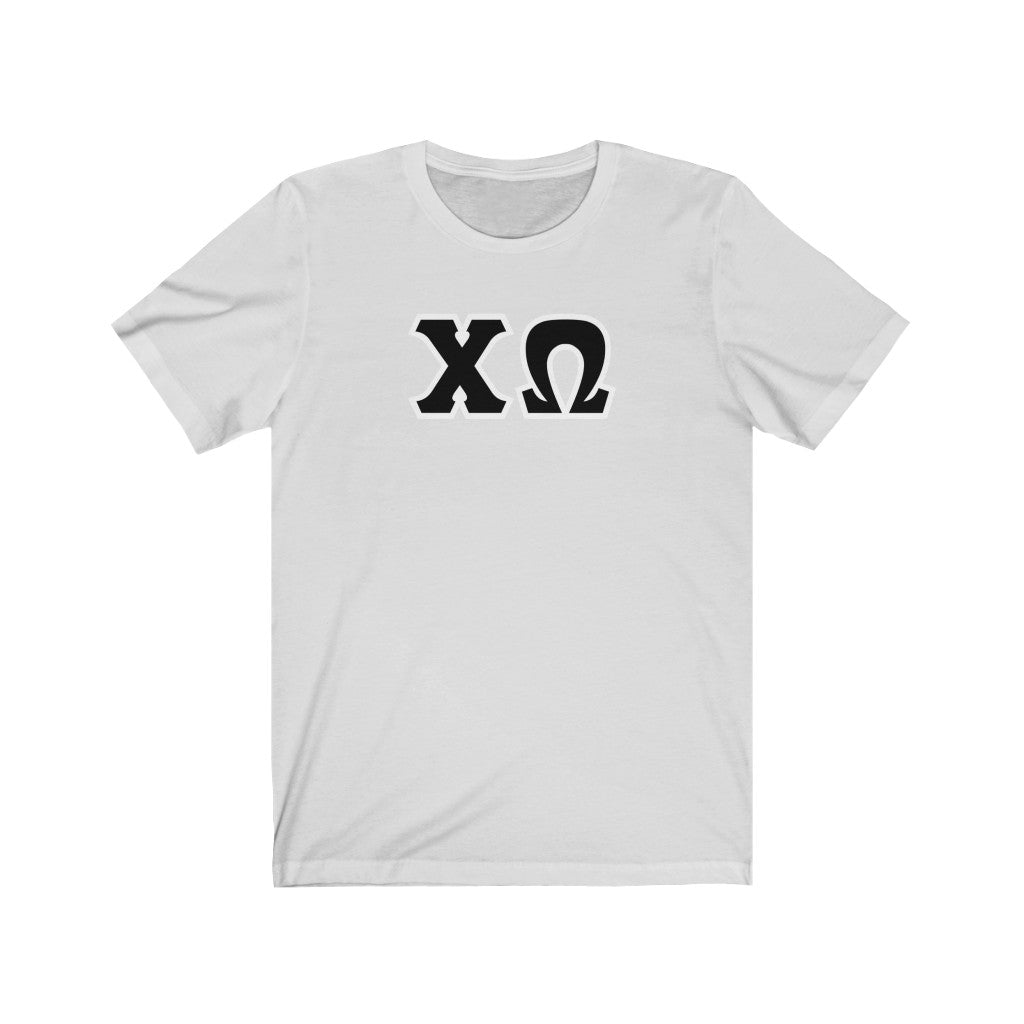 Chi Omega Print Letters | Black with White Border T-Shirt