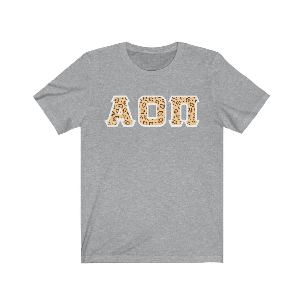 Alpha Omicron Pi Printed Letters | Leopard Print T-Shirt