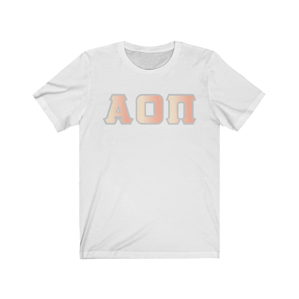 Alpha Omicron Pi Printed Letters | Peach Sunrise T-Shirt