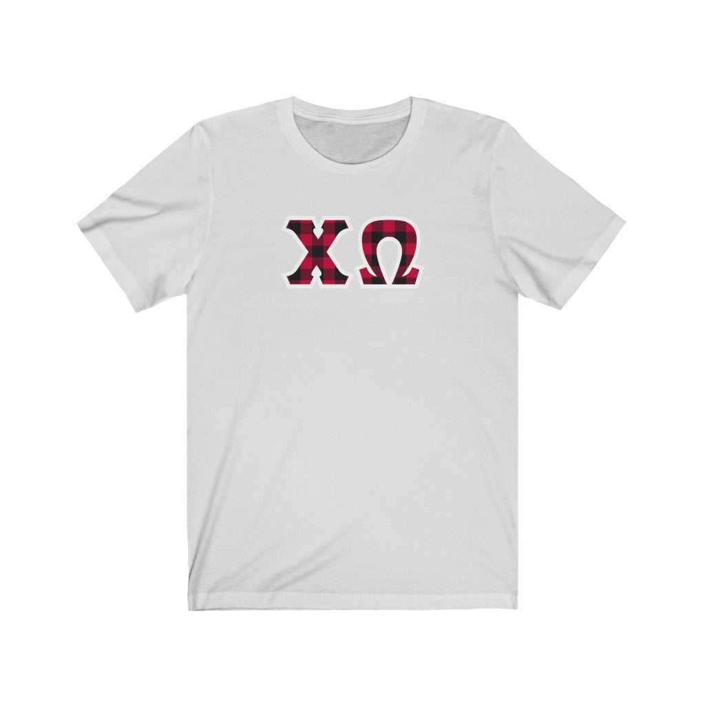 Chi Omega Printed Letters | Buffalo Plaid T-Shirt