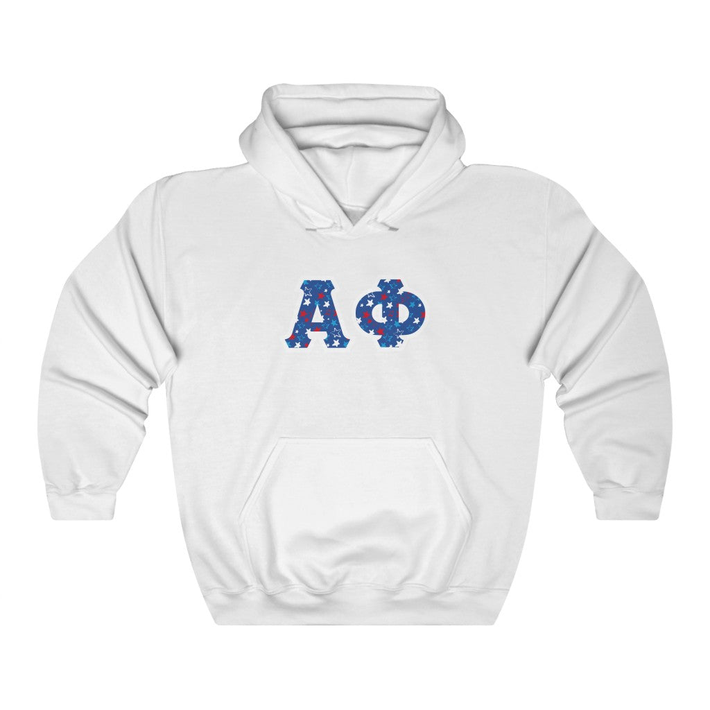 Alpha Phi Printed Letters | USA Stars Hoodie