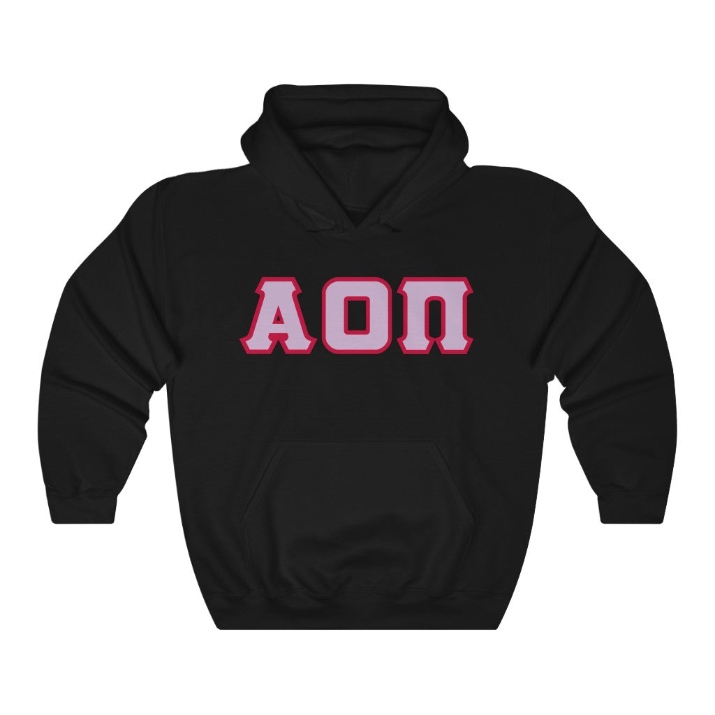 Alpha Omicron Pi Printed Letters | Lavender with Red Border Hoodie