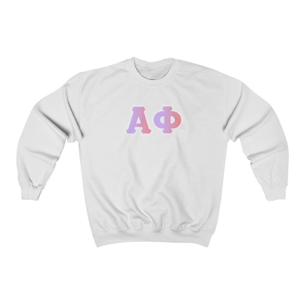 Alpha Phi Printed Letters | Violet Sunrise Crewneck