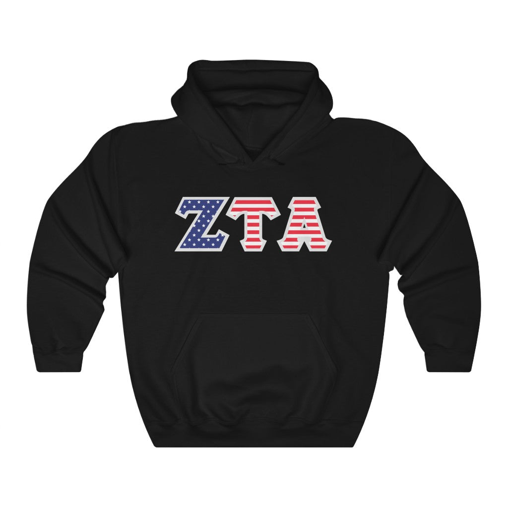 ZTA Printed Letters | American Flag Pattern Hoodie