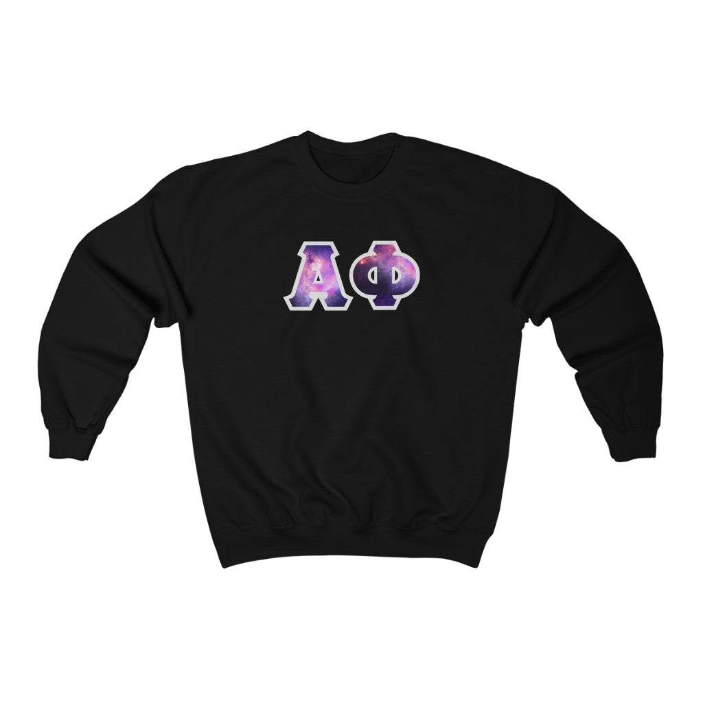 Alpha Phi Printed Letters | Galaxy Crewneck