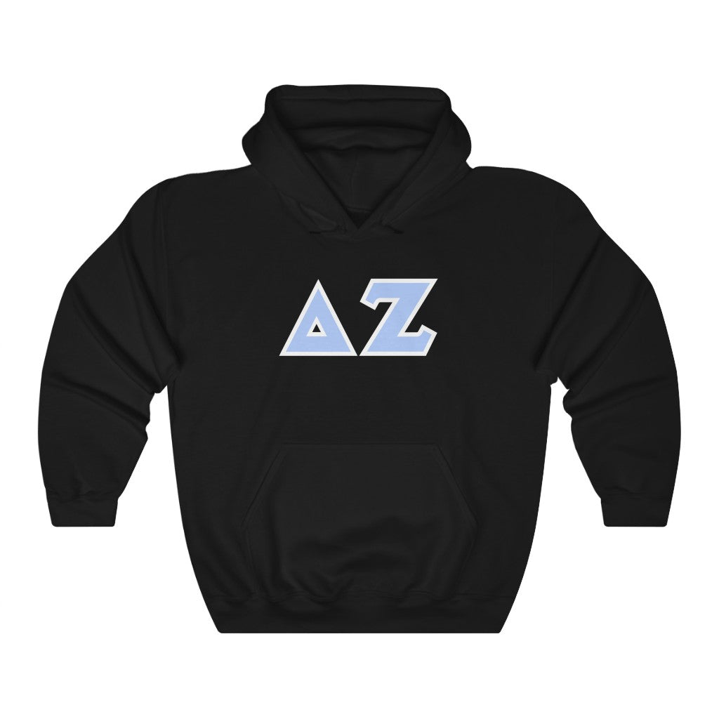 Delta Zeta Printed Letters | L Blue & White Border Hoodie