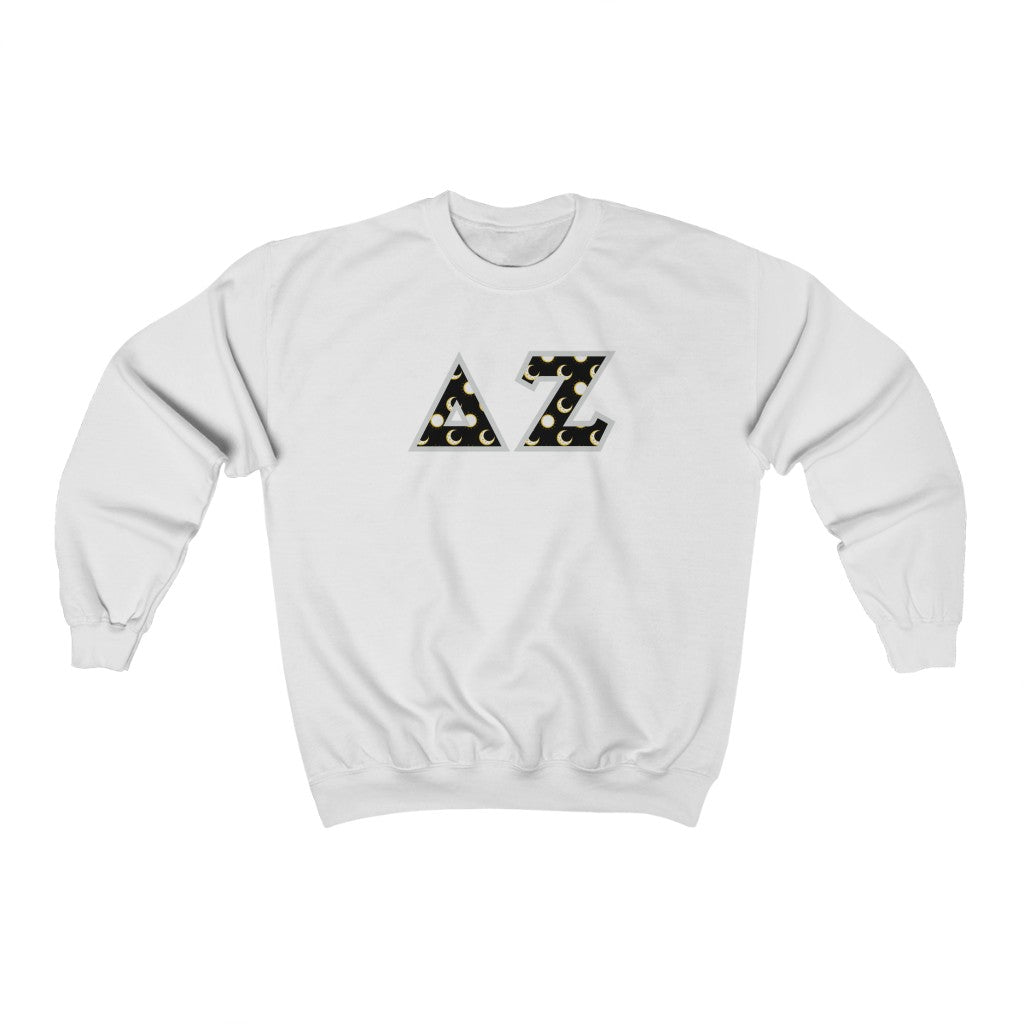 Delta Zeta Printed Letters | Sun and Moon Crewneck