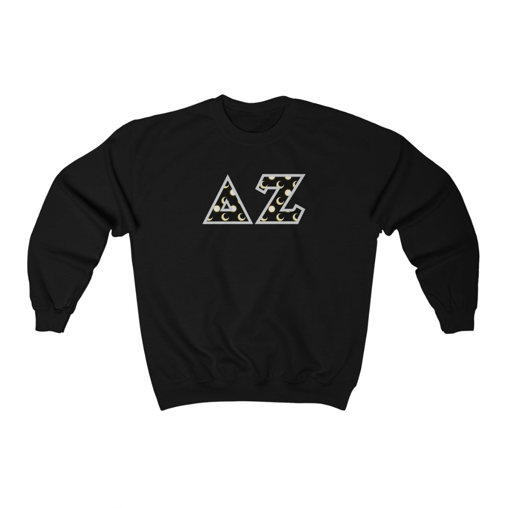 Delta Zeta Printed Letters | Sun and Moon Crewneck