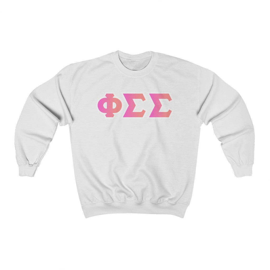 Phi Sigma Sigma Printed Letters | Bubble Gum Crewneck