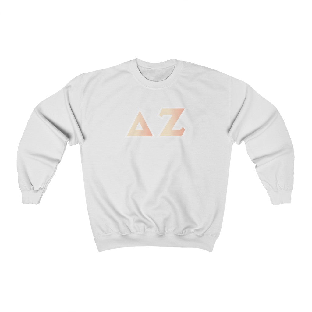 Delta Zeta Printed Letters | Peach Sunrise Crewneck