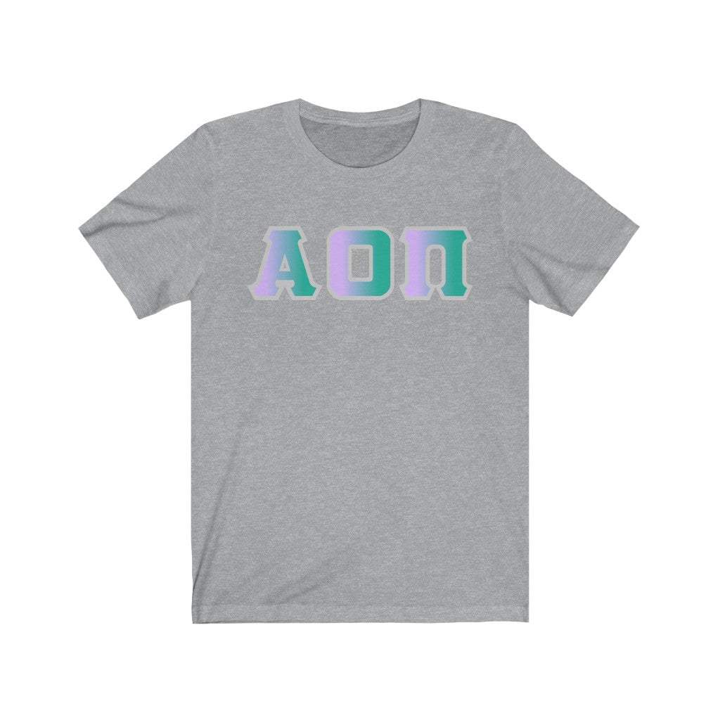 Alpha Omicron Pi Printed Letters | Antarctica with Grey Border T-Shirt