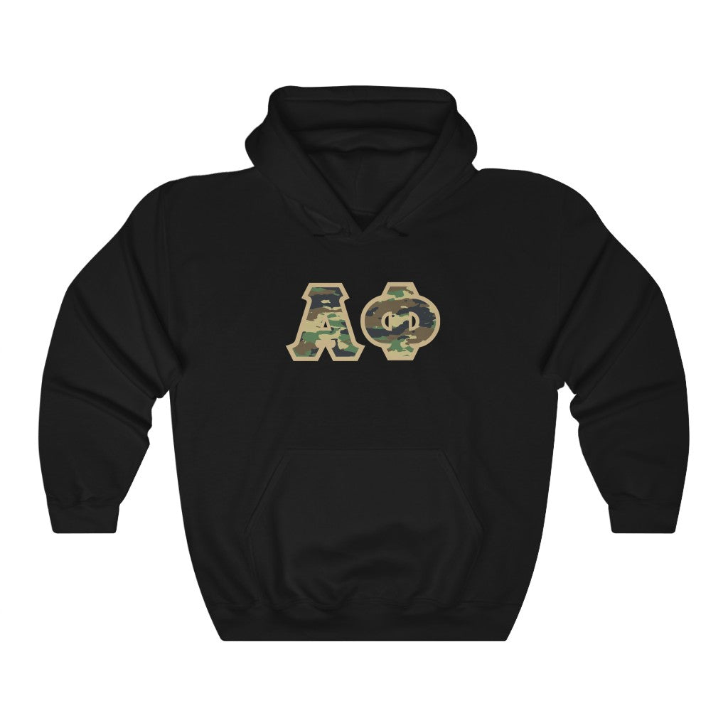 Alpha Phi Printed Letters | Camouflage Hoodie