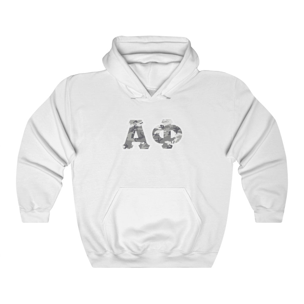 Alpha Phi Printed Letters | Winter Camo Hoodie