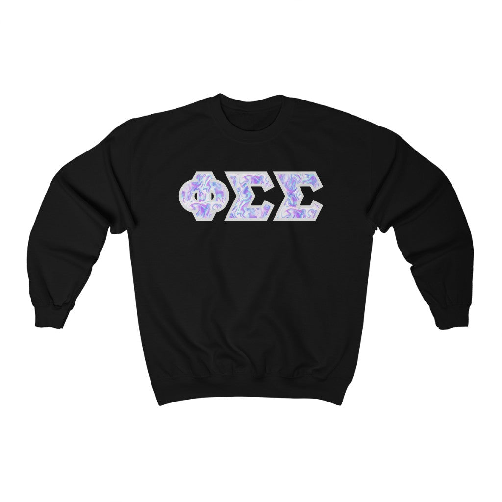 Phi Sigma Sigma Printed Letters | Cotton Candy Tie-Dye Crewneck