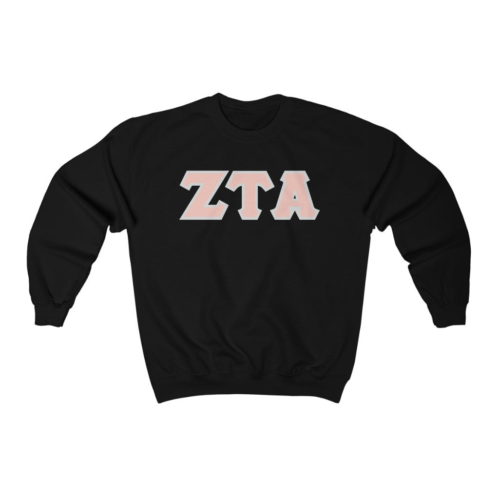 ZTA Printed Letters | Peach with Grey Border Crewneck