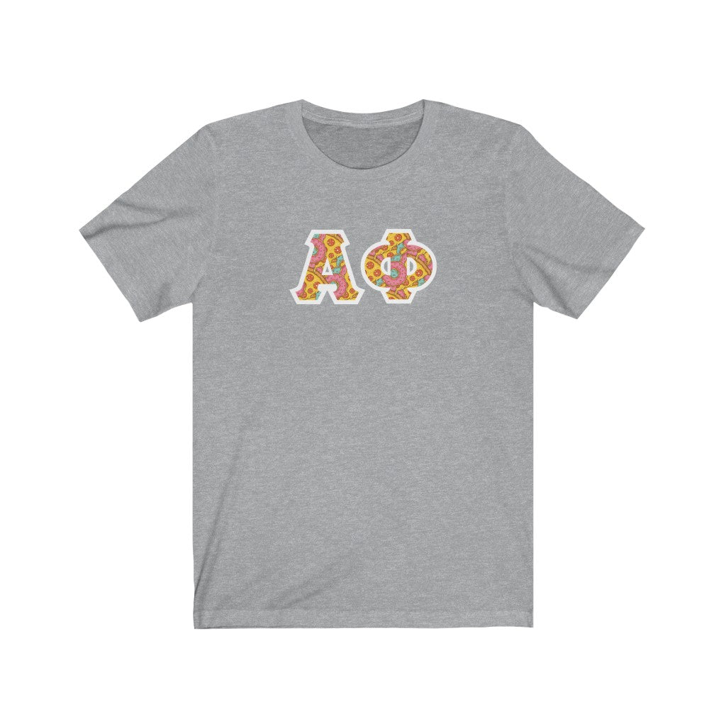 Alpha Phi Printed Letters | Pizza and Donuts T-Shirt