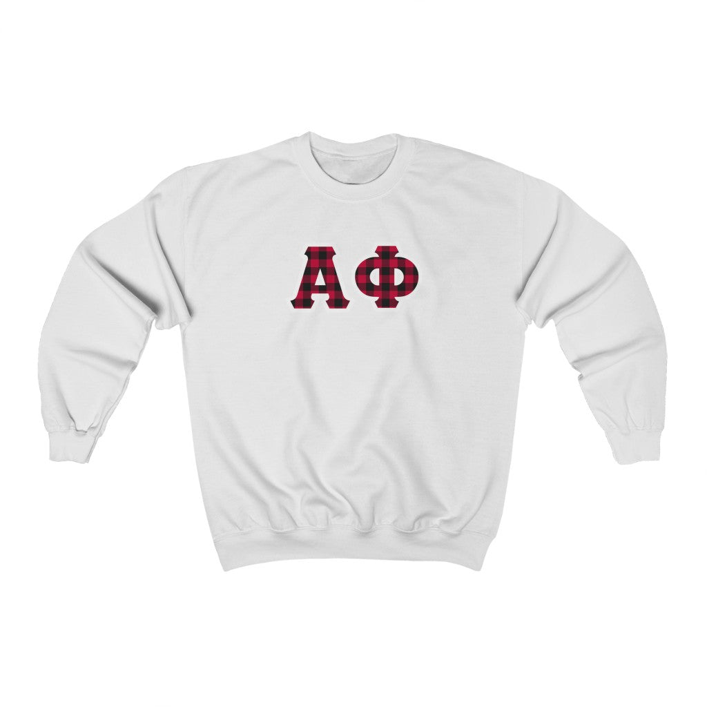 Alpha Phi Printed Letters | Buffalo Plaid Crewneck