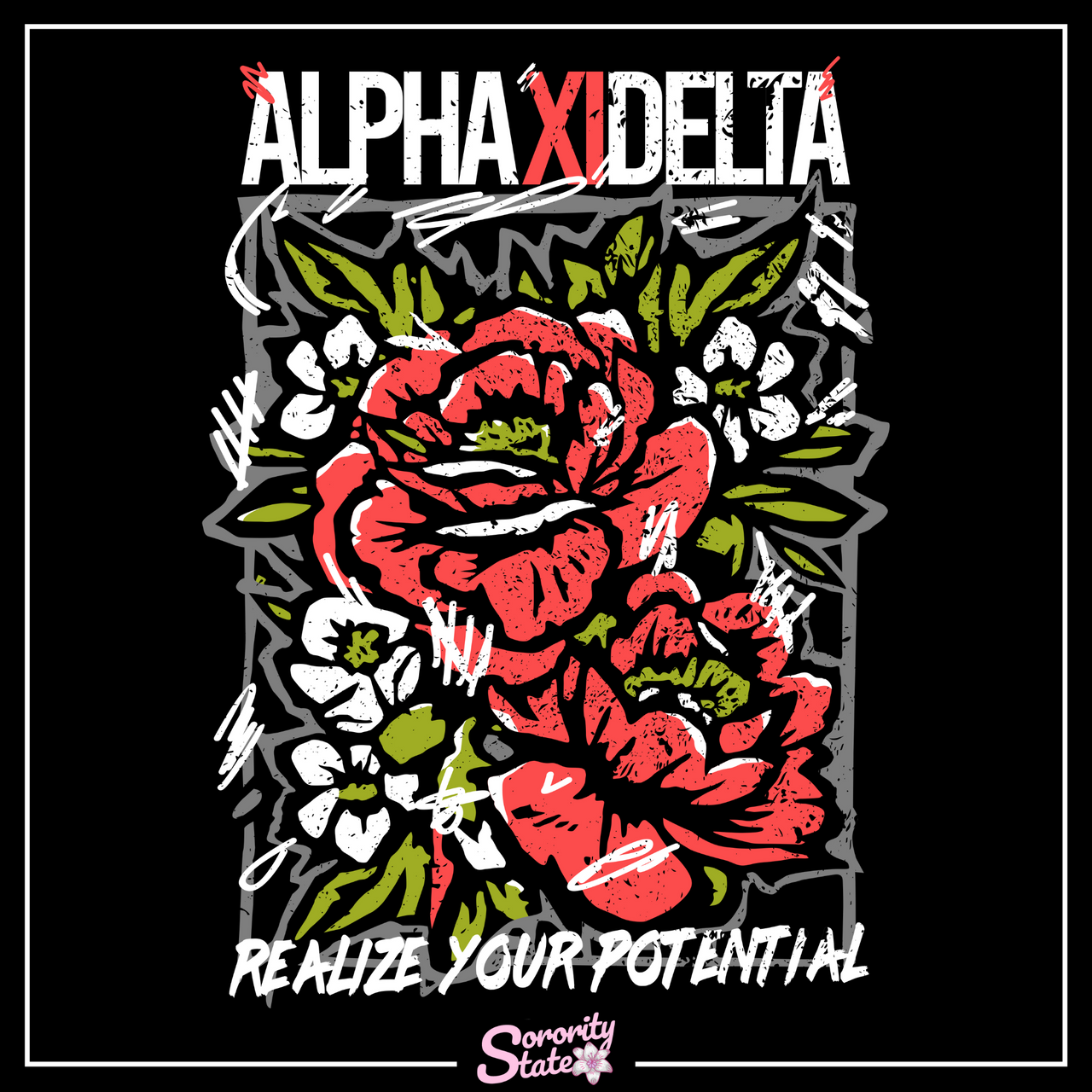 Alpha Xi Delta Graphic Long Sleeve | Grunge Roses