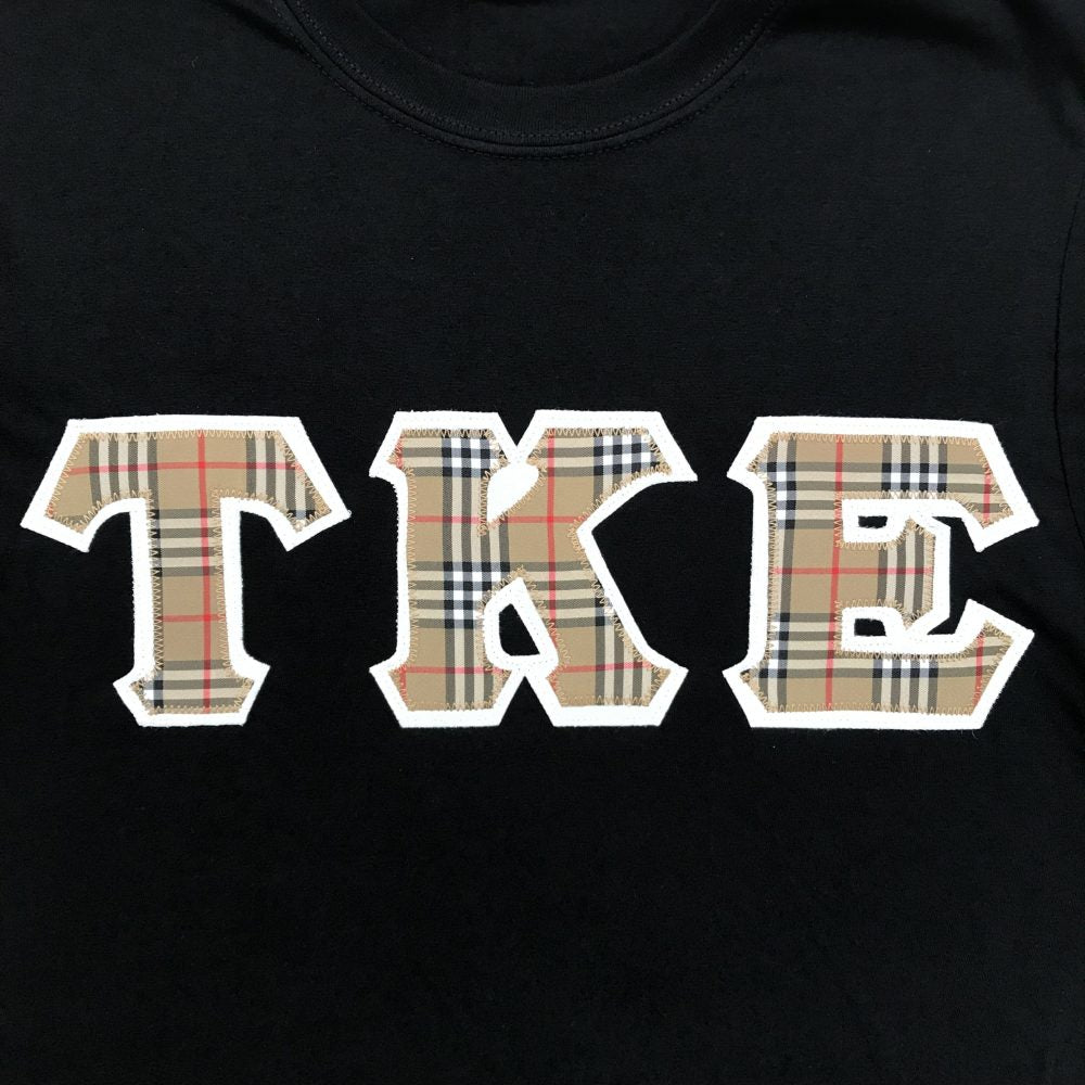 Tau Kappa Epsilon Stitched Letter T-Shirt | Nova Plaid with White Border