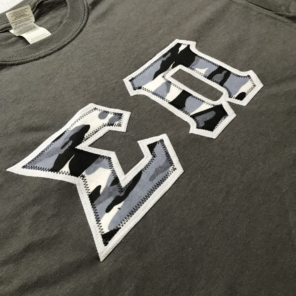 Sigma Pi Stitched Letter T-Shirt | Winter Camo