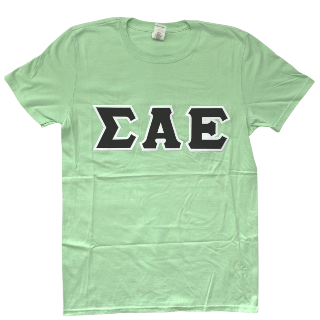 Sigma Alpha Epsilon Stitched Letter T-Shirt | Mint | Black with White Border