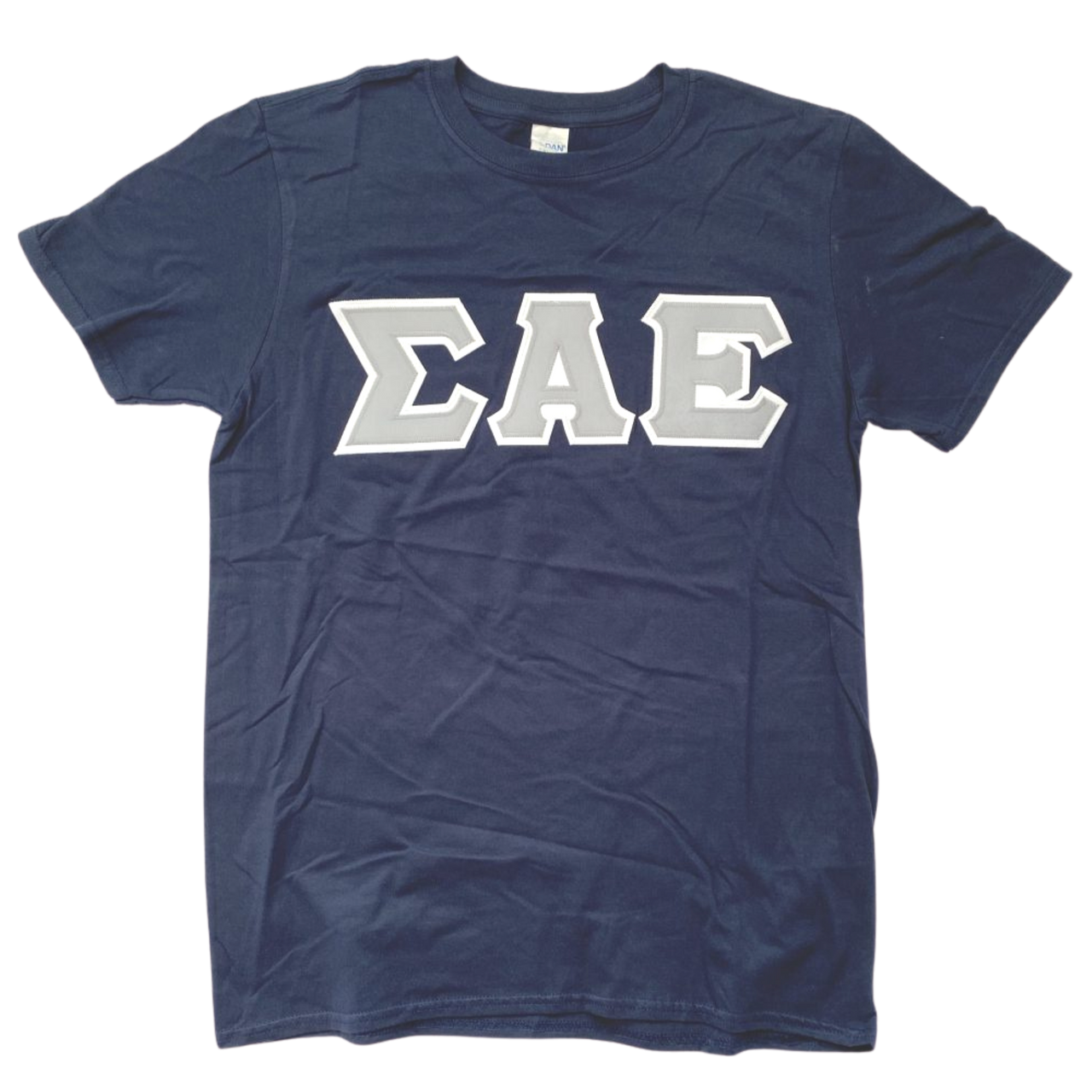 Sigma Alpha Epsilon Stitched Letter T-Shirt | Navy | Gray with White Border