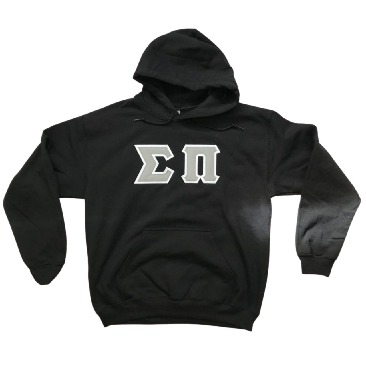 Sigma Pi Stitched Letter Hoodie | Gray with White Border