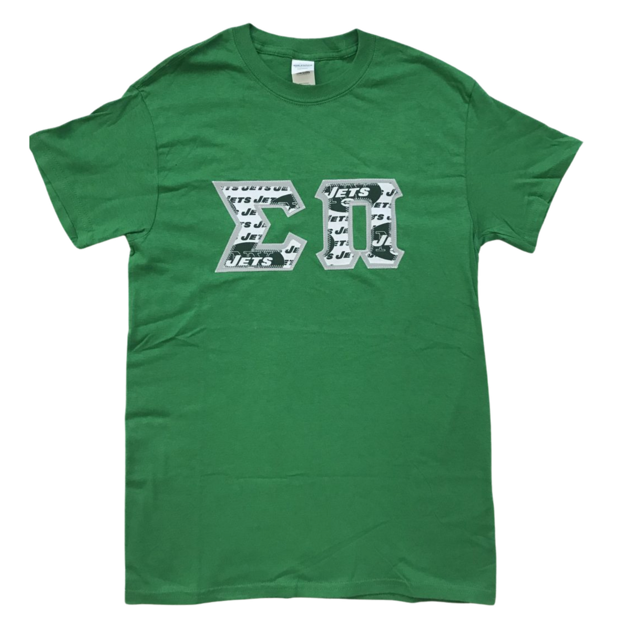 Sigma Pi Stitched Letter T-Shirt | Jets Football