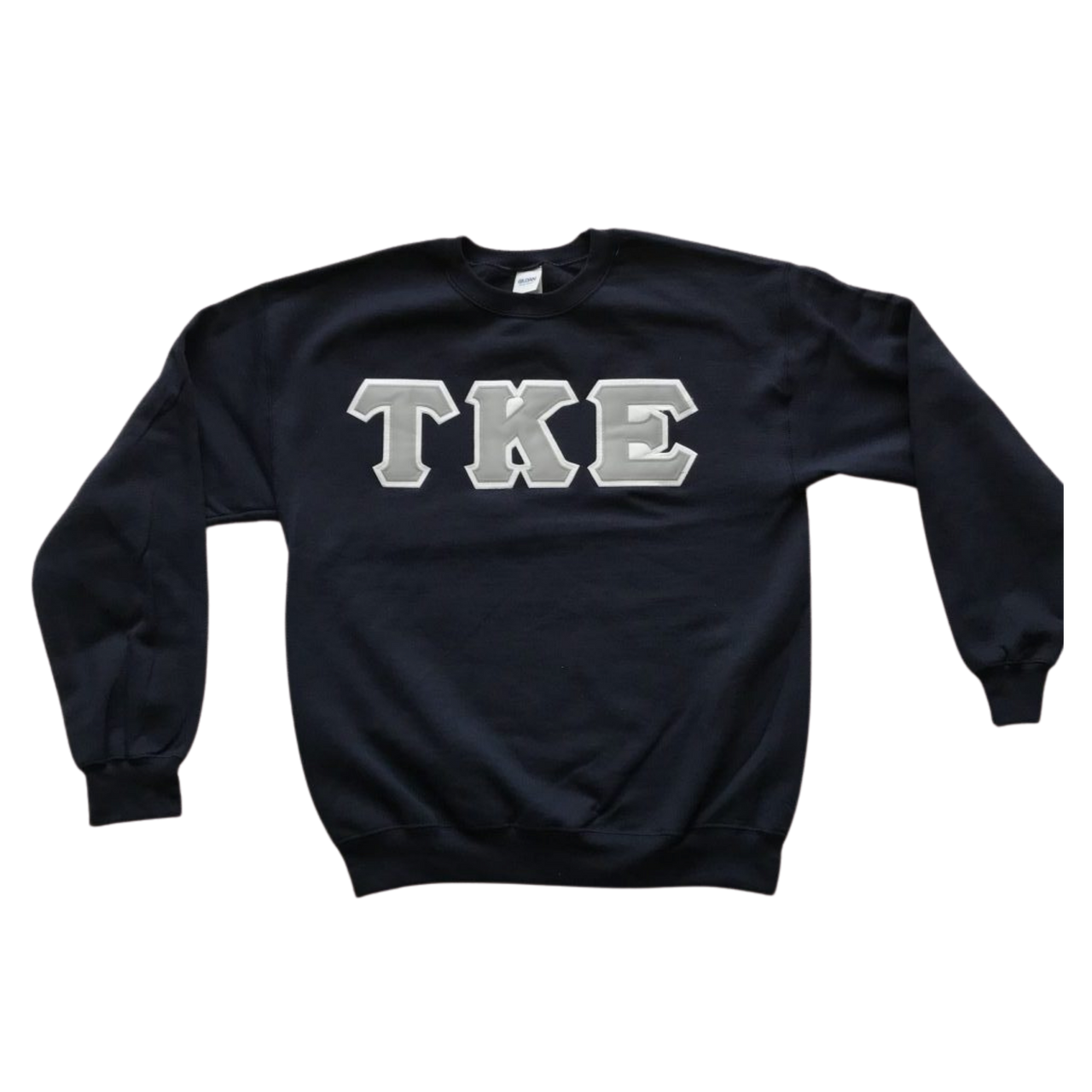 Tau Kappa Epsilon Stitched Letter Crewneck | Navy | Gray with White Border