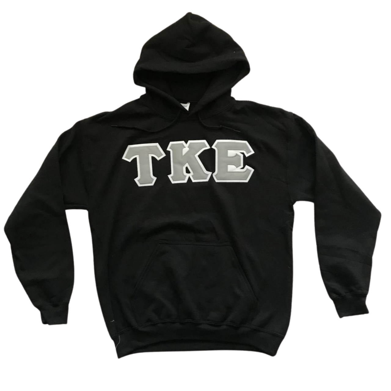 Tau Kappa Epsilon Stitched Letter Hoodie | Black | Gray with White Border