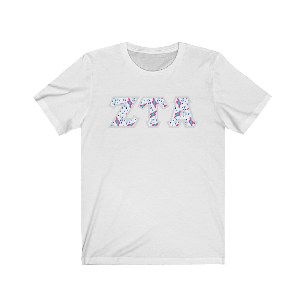 Zeta Tau Alpha Printed Letters | Bayside White T-Shirt