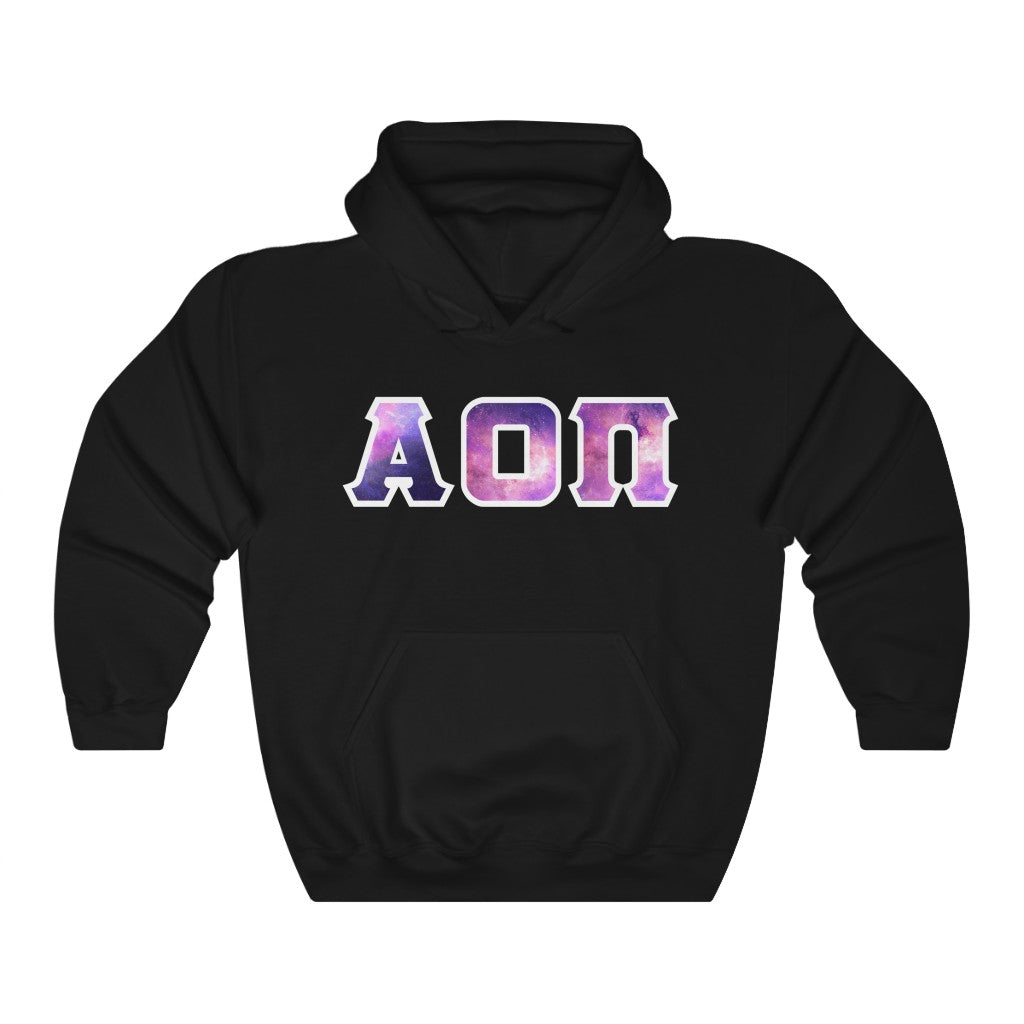 Alpha Omicron Pi Printed Letters | Galaxy Hoodie